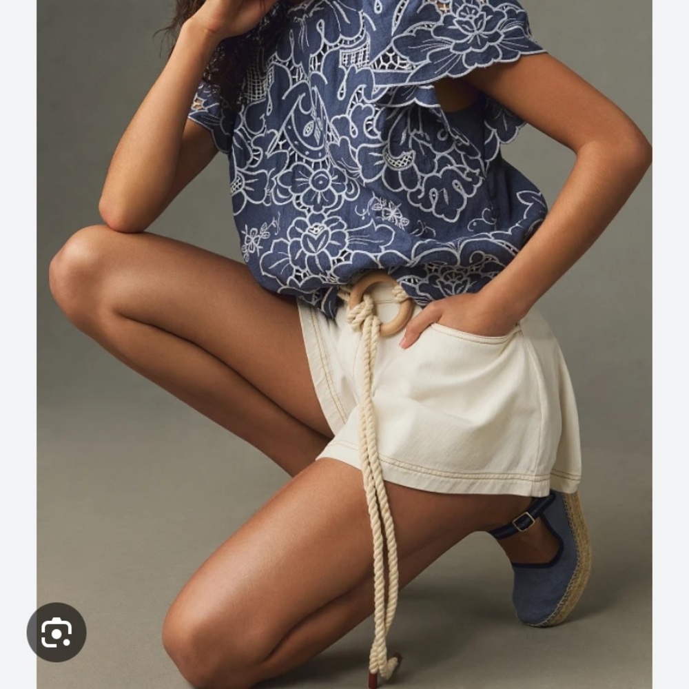 Anthropologie Blue Floral Blouse